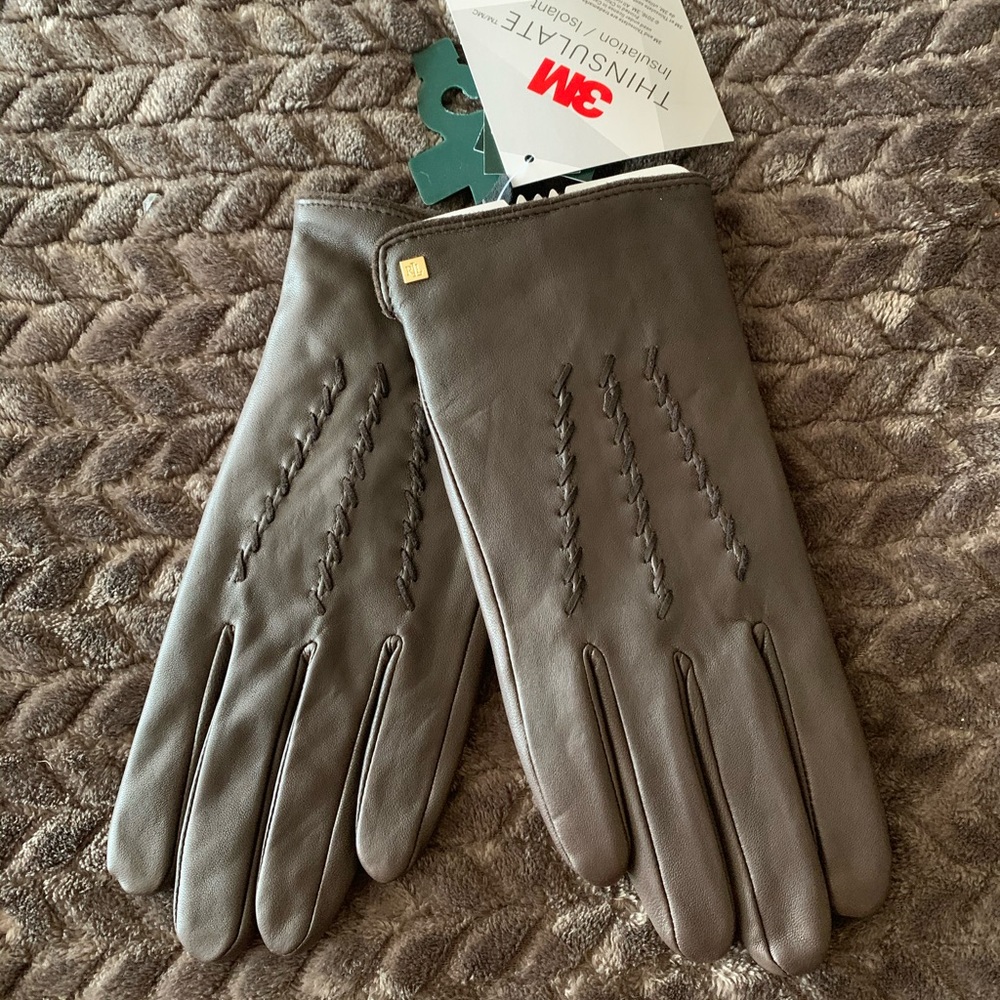 LAUREN Ralph Lauren Leather Insulated Touch Gloves